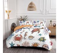 GUCSMN Coverless Duvet Double Size Cartoon Minimalist Beige Gray