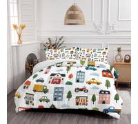 GUCSMN Coverless Duvet Double Size City Transportation Milky White