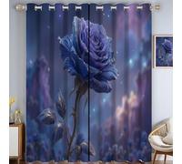 GUCSMN Fantasy Beautiful Curtains Set, Curtain Blackout for Bedroom Decor Window Galaxy Flowers Printed Eyelet Treatments Drapes for Living Dining Room, 2 Panels, W 66" x L 72"