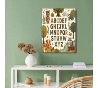 GUCSMN Letters Forest Animals Wall Art Poster, Cartoons Unframed Canvas Prints Room Decor, Beige Pictures for Bedroom Living Room Bathroom Home Office Kitchen 12x16in Unframed