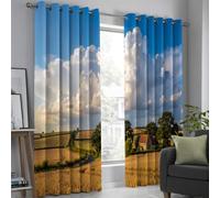 GUCSMN Rural Areas Wheat Fields Blackout Curtains, 72 Inch Drop, Realism Landscape Printed Curtain for Living Room Bedroom, Eyelet Drapes for Window Home Decor, W 46" x L 72" 2 Panels