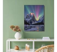 GUCSMN Unframed Canvas Walls Art, 28x39in Northern Lights Mountains Artwork Dreamlike Landscape Canvas Painting for Living Room Bedroom Dining Room Bar Cafe Wall Decoration Prints
