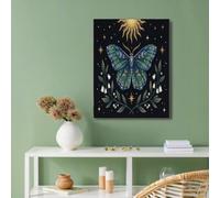 GUCSMN Unframed Waterproof Black Butterfly Star Moon Canvas Wall Art Prints, 28x39in Mystery Astrology Wall Decor Canvas Artwork Posters for Home Living Room Office Decoration Gift