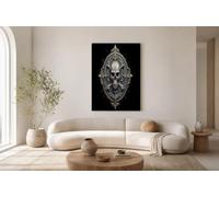 GUCSMN Unframed Waterproof Black Skull Badge Canvas Wall Art Prints, 20x28in Retro Gothic Wall Decor Canvas Artwork Posters for Home Living Room Office Decoration Gift