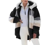 GUCURIN Womens Oversized Fleece Teddy Hoodie Full Zip Up Sherpa Jacket Winter cozy Coat(Black,L)