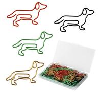 GudaAphrmix 100Pcs Dachshund Dog Paper Clips, 4 Color Dog Shaped Paper Clips Animal Bookmarks Clips Multicolor Office School Christmas Gifts for Women Coworkers Teacher Students Girls Boys Dog Lovers