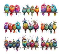 GudaAphrmix 9Pcs Funny Colorful Birds Vinyl Decals on Branch Wall Easy Peel and Stick Watercolor Patterns Cute Birds Vinyl Wall Stickers for Women Students Girl Boys Room Wide Applications Decor