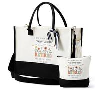 GudaAphrmix Retirement Present for Woman - Gift Bag and Cosmetic Bag Set with Glad Retired Quotes I'm Outta Here Beauty Travel Gifts Farewell for Women Teachers Nurses Moms Friends Coworkers Bosses