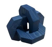 GUDAGUU Coffee Table Decor -3 Link Wood Knot Decor Farmhouse Wood Chain Link Decor Shelf Decor Table Books Hand Carved Artistic Home Decoration for Modern Boho Shabby Homestay (Navy Blue)