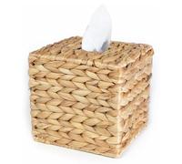 GUDAGUU Tissue Box Holder Square & Rectangle, Woven Napkin Box Tissue Cover,Bathroom Vanity Desks Office Boho Decorative Hand-Made Facial Paper Case Organizer (Square)