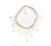 Gudahower Imitation Pearl Tassel Style Gold Necklace for Women - Suitable for Brides, Weddings, and Engagements - Adjustable - Suitable for Girlfriends and Lovers