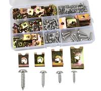 Gudalea 170 pieces Stainless Steel Sheet Metal Nut, Thread Clip Nut Set, U-Type Sheet Metal Nuts, M3 M4 M4 M5 Snap Nut Set, With Storage Box Car Parts