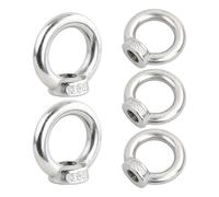 Gudalea 5pcs M10 Stainless Steel Ring Nut, 230KG Load Capacity, Left Hand Thread, Forged Eye Type