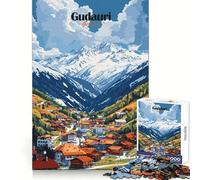 Gudauri, Georgia Mountain Village Jigsaw for Teenagers1000 Pieces Focus Skill Smooth Cut Fun Hobby (38x52cm)