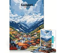 Gudauri, Georgia Mountain Village Jigsaw for Teenagers1000 Pieces Focus Skill Smooth Cut Fun Hobby (38x52cm)