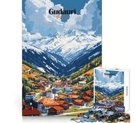 Gudauri, Georgia Mountain Village Jigsaw Puzzles for Teenagers 1000 Piece Brain Exercise DIY Fun Family Game Art Display (50x75cm)