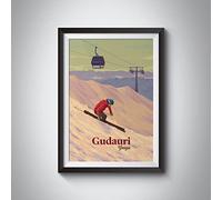 Gudauri Georgia Ski Resort Travel Poster A4 8.3x11.7in / Print Only