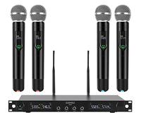 GUDEHOLO 4-Channel Wireless Microphone System, Quad UHF Metal Cordless Mic, 4x25 Channels, Professional Cordless Mic System for Church, DJ, Karaoke,Wedding, Home KTV Set