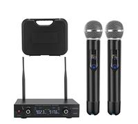 GUDEHOLO Wireless Microphone System with case, Metal UHF Dual Handheld 20 Channels Professional Cordless Mic System for Church, DJ, Karaoke,Wedding, Home KTV Set (Blue)