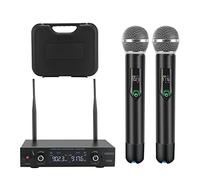 GUDEHOLO Wireless Microphone System with case, Metal UHF Dual Handheld 20 Channels Professional Cordless Mic System for Church, DJ, Karaoke,Wedding, Home KTV Set