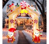 GUDELAK 10FT Christmas Inflatables Outdoor Decorations, Inflatable Gingerbread Man Christmas Arch with LED, Blow up Xmas Decorations for Holiday Porch Patio Yard Party Garden Decor