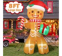 GUDELAK Christmas Inflatables Outdoor Decorations 240cm(8ft) Gingerbread Inflatable Christmas Decorations with LED Lights Blow Up Christmas Outdoor Decorations for Garden Yard Decor