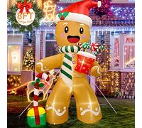 GUDELAK Inflatable Christmas Decorations 240cm(8ft) Christmas Inflatables Gingerbread Blow Up Christmas Outdoor Decorations Christmas Garden Decorations Built-in LED Xmas Decorations for Yard Party