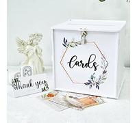 GUDELAK White Wedding Card Box, Lockable Wedding Post Box for Cards Letters