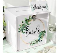 GUDELAK White Wedding Card Box with Lock, PVC Money Envelope Wedding Post Box for Cards, Gift Card Box for Reception Party Bridal Graduation Baby Shower Birthday Decor