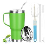 GUDEMAO 20 oz Tumbler with Handle, Stainless Steel Insulated Tumbler with Lid and Straw, Double Wall Vacuum Insulated Coffee Mug Tumbler, Insulated Coffee Thermal Cup for Cold and Hot (Bright Green)