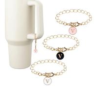 GUDEMAO 3 Pcs Letter Charm Accessories for Tumblers with Handle, A-Z Initial Name ID Personalized Handle Charm for Tumbler, 3 Colors Stainless Steel Initial Identification Charms Pink/White/Black