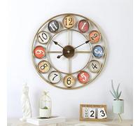 GUDEMAY 23.6” Metal Number Large Wall Clock, Mute Creative Vintage Silent Wall Art Clock Industrial Gear Clock