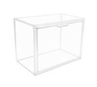 GUDEMAY Clear Stackable Plastic Storage Bins with Lid, Dustproof Acrylic Display Case for Collectibles, Large Figures Showcase, Shoe Storage Box, Closet Organizer for Book Cosmetic Purse (L, Count, 1)