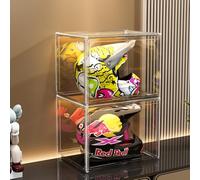 GUDEMAY Clear Stackable Plastic Storage Bins with Lid, Dustproof Display Cases, Extra Large Figures Collectibles Showcase, Boot & Shoe Boxes, Helmet Protection Organizer (Transparent, XL-1 Pack)