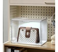 GUDEMAY Clear Stackable Plastic Storage Bins with Magnetic Lid (Transparent, Transparent with light-L-1 Pack)