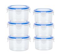 Gudemoore 6 Pack Round Food Containers with Lids,3 PCS 300ml Small Snack Pots with Lids and 3 PCS 600ml Food Containers with Lid,Reusable, Leak-proof,with Clip-Lock Lid for Friut,Yoghurt,Snack