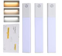 Gudemoore Under Cabinet Kitchen Lights,3 Pack LED Motion Sensor Lights Indoor,USB-C Rechargeable,3 Color Temps 4-Brightness,Magnetic Stick Wireless Light for Shelf Stairs Wardrobe Closet(25cm)