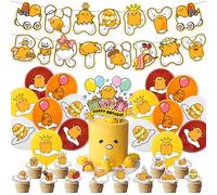 Gudetma Birthday Party Decorations Include Lazy Egg Happy Birthday Banner, Cake Topper, Cupcake Toppers and Balloons for Kids Girl Gudetma Theme Party Supplies