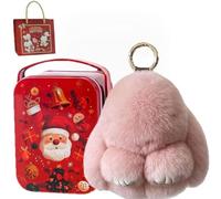 gudong Cute Bunny Lulu Keychain With Tin, Charm Bunny Keychain Fluffy With Box for Girl,Kids,Backpack,Purse,Handbags (Halloween-Pink lulu)