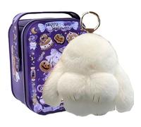 gudong Cute Bunny Lulu Keychain With Tin, Charm Bunny Keychain Fluffy With Box for Girl,Kids,Backpack,Purse,Handbags,With Exquisite Christmas Box Rabbits Keychain Pompom Charm Ornament (White)