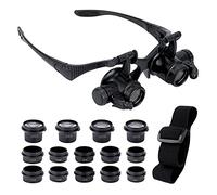GuDoQi Watch Repair Magnifier, 8 Detachable Lenses, LED Light (2.5X-25X) | 8 Lens: 2.5X/4X/6X/8X/10X/15X/20X/25X, Hands Free Head Magnifier, for Reading, Jewellers Loupe, Electronic Repair