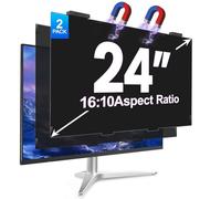 GUDTEKE 2Pack Magnetic 24 Inch Privacy Screen for Computer Monitor 16:10 Aspect Ratio, Hanging Removable Anti-Blue/Glare Protector Film, Anti Spy Desktop Security Private Filter 24in