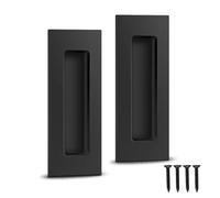 Gudui 150mm Sliding Door Handles Recessed Flush Door Finger Pull Stainless Steel for Barn Door, Pocket Door, Kitchen, Cupboard, Cabinet, Closet, Black, 2 Pack
