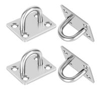 Gudui 4 Pcs Heavy Duty Eye Plate, Stainless Steel Oblong Pad Eye Plate Hook, Staple Ring Hook Loop Sail Shade Marine Hardware, Wall Ceiling Hooks Hanger for for Marine Washing Line Suspension, Silver