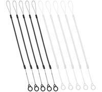 Guduling 10 Pcs Pen Leash with Silicone Ring,Pen Lanyard,Silicone Elastic Tether Lanyard,Retractable Spring Coil Strap for Tethering Drawing Stylus to Touchscreen(White and Black)