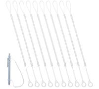 Guduling 10 pcs Pen Leash with Silicone Ring,Silicone Elastic Tether Lanyard,Pen Lanyard,Retractable Spring Coil Strap for Tether Drawing Pens to Tablet Touchscreen(White)