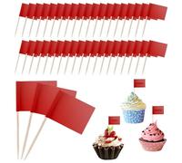 Guduling 100 Pcs Food Flags for Buffets,Red Food Flags,Party Foods Labels to Write on,Cheese Markers, DIY Stick Flag,Party Decoration,Cocktail Picks for Partys, Bar, Sport Events,(Red)