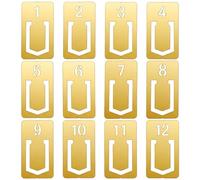 Guduling 12Pcs Page Nibs Bookmarks - Numbered 1-12 Planner Midori Index Clips,Brass Bookmark for Midori Planner, Journal & Books, Reusable Metal Bookmarks for Readers, Teachers & Gift Giving