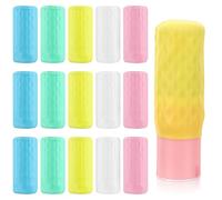 Guduling 15 Pcs Silicone Bottle Covers for Travel,Travels Silicone Bottle Caps,Elastic Sleeves for Travel, Reusable Leak Proof for Body Wash Shampoo Container In Luggage(Multicolor)