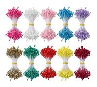 Guduling 1500 Pcs Stamens for Flower Making,3mm Pearl Double Flower Stamens,10 Color Flowers Stamen for Crafting for Crafts DIY Valentine's Day Bouquets Wedding Scrapbook Decoration